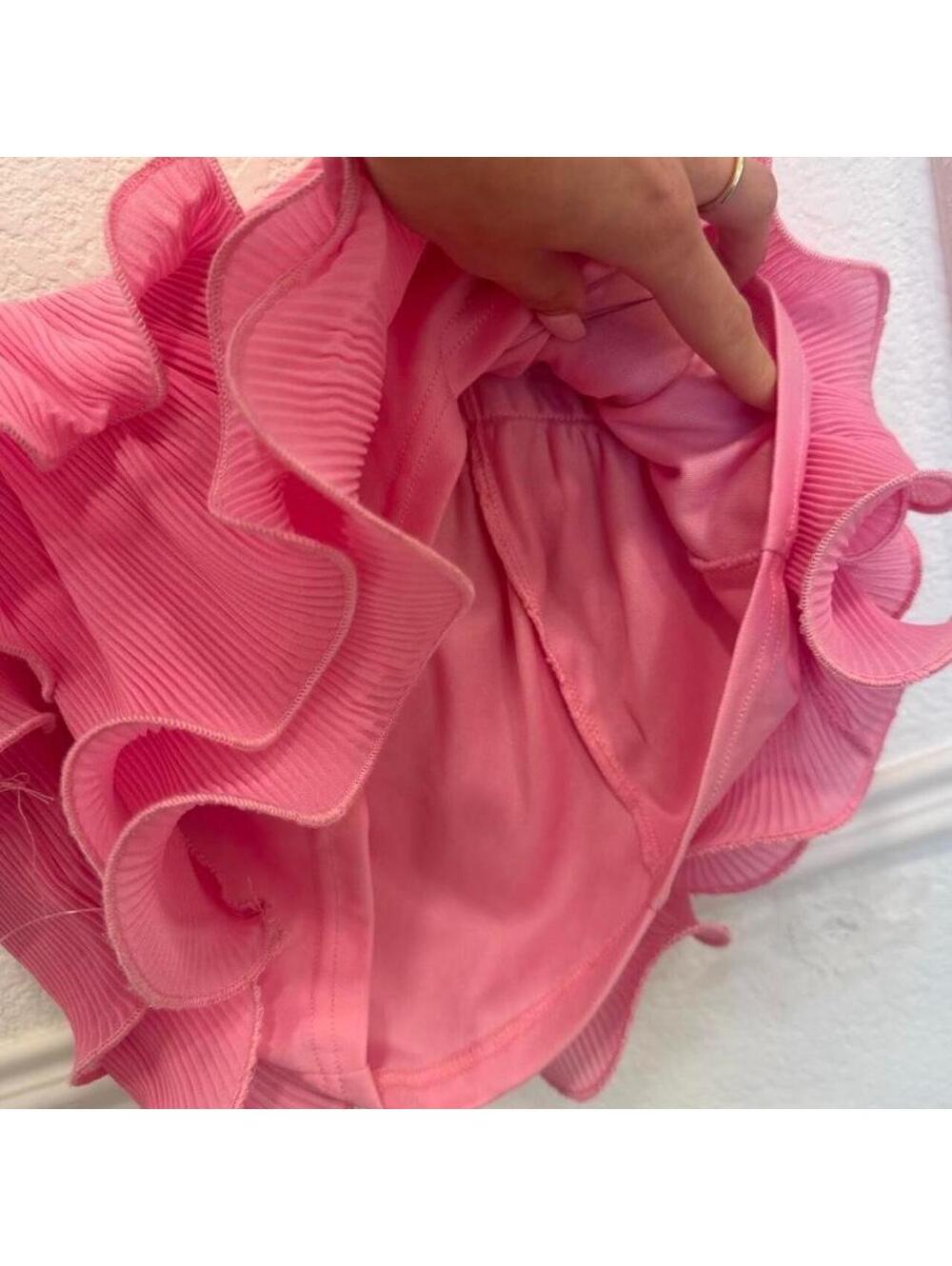 Better Be Pink Ribbed Ruffle Off-the-Shoulder Crop Top - Picture 5 of 5